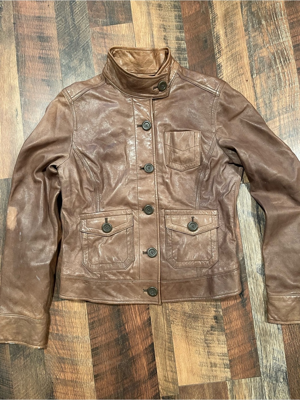 Vintage GAP Brown Leather Button-Front Jacket